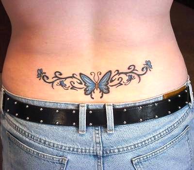 tatoo bas du dos femme papillon