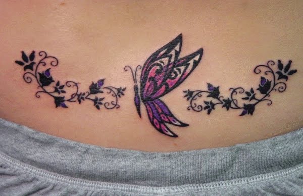 tatoo bas du dos femme papillon