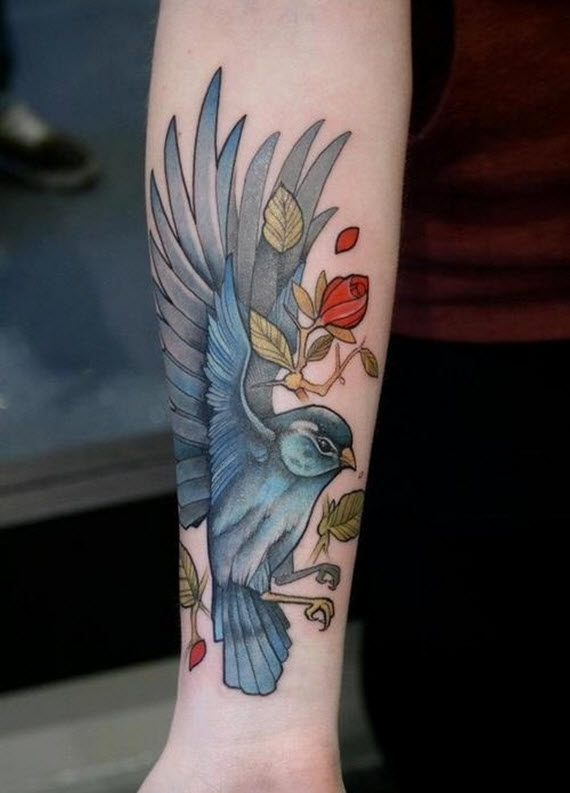 tatoo oiseau bras