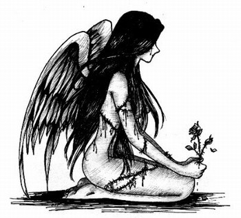 tatouage ange a genoux