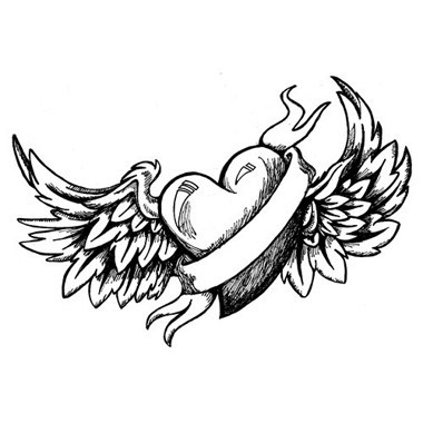 tatouage ange avec un coeur