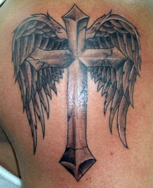 tatouage ange croix