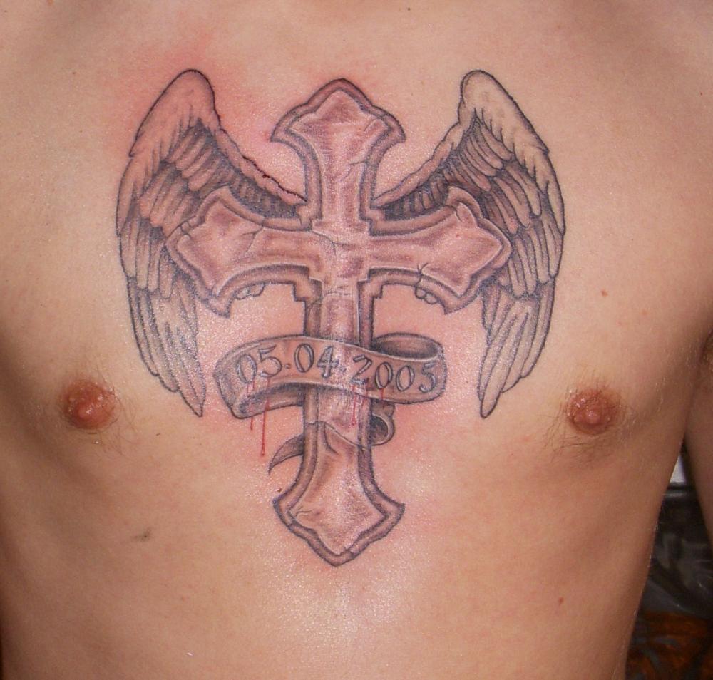 tatouage ange croix