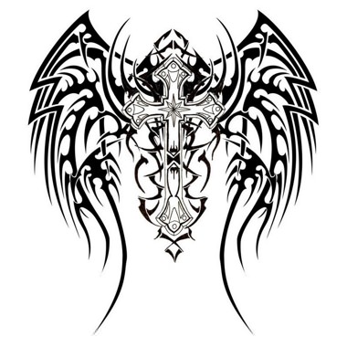 tatouage ange et croix