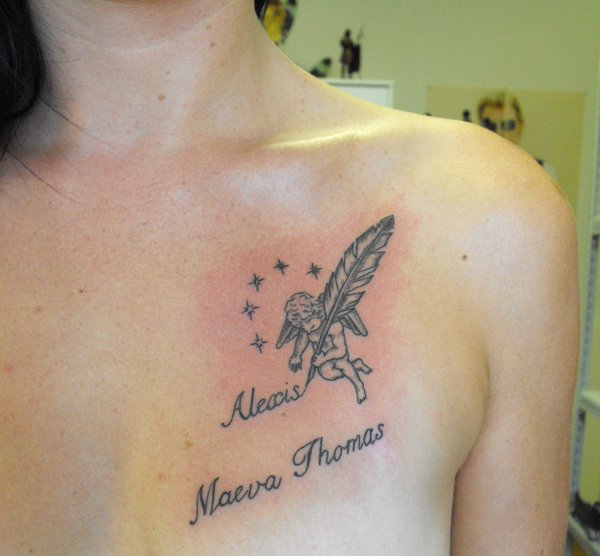 tatouage ange et prenom