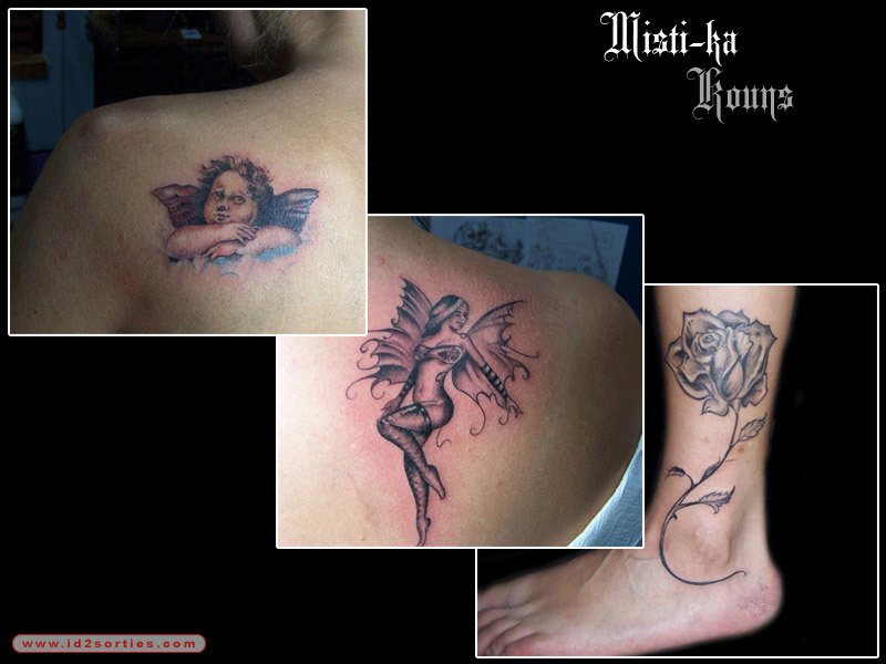 tatouage ange et rose