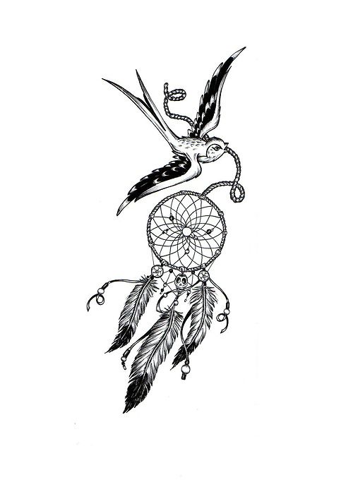 tatouage attrape reve oiseau