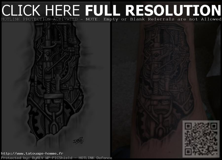 tatouage biomecanique bras homme
