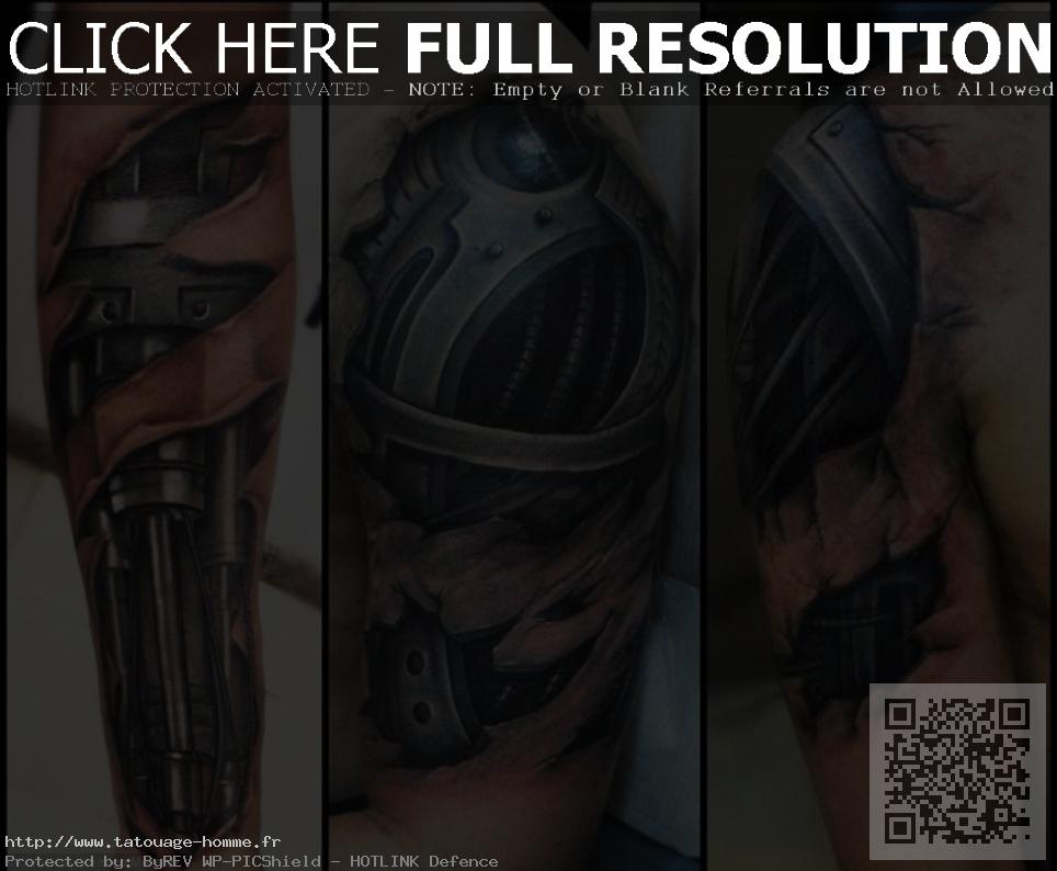 tatouage biomecanique bras homme