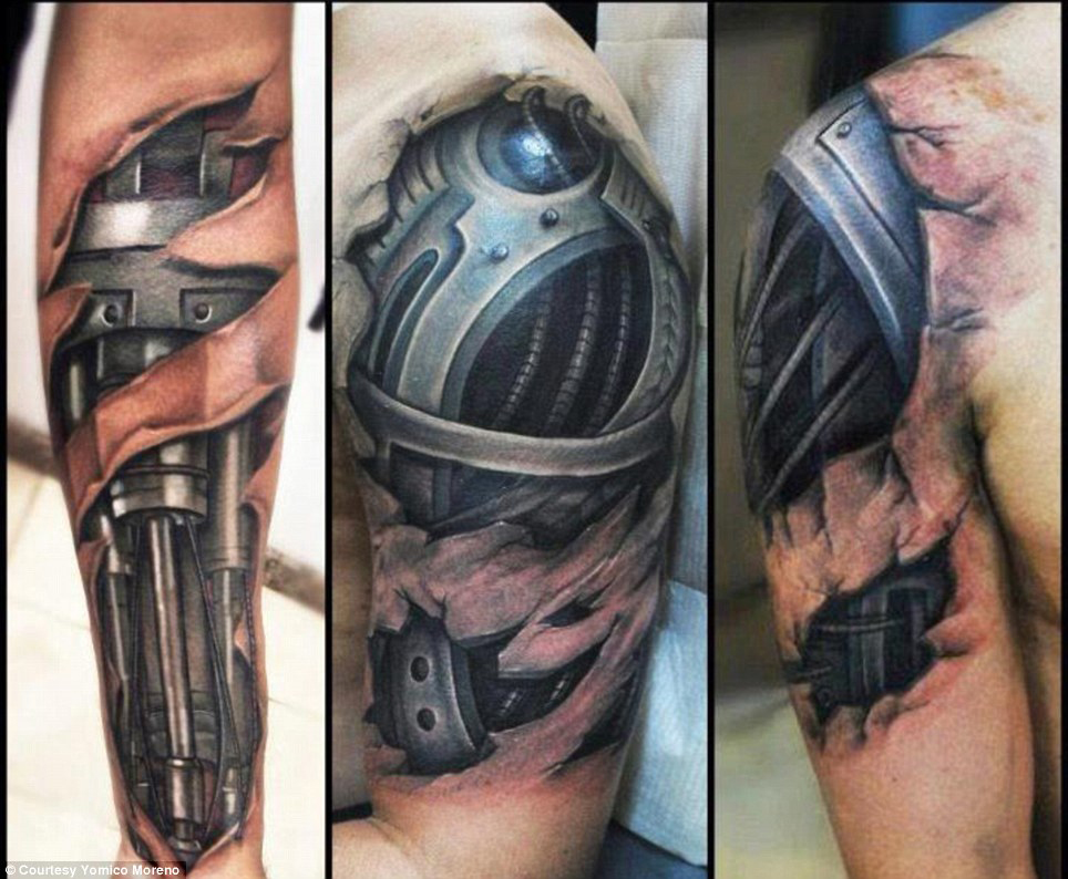 tatouage biomecanique coude