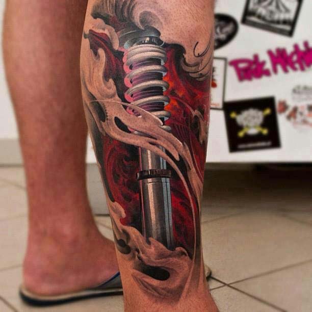 Tatouage biomecanique jambe