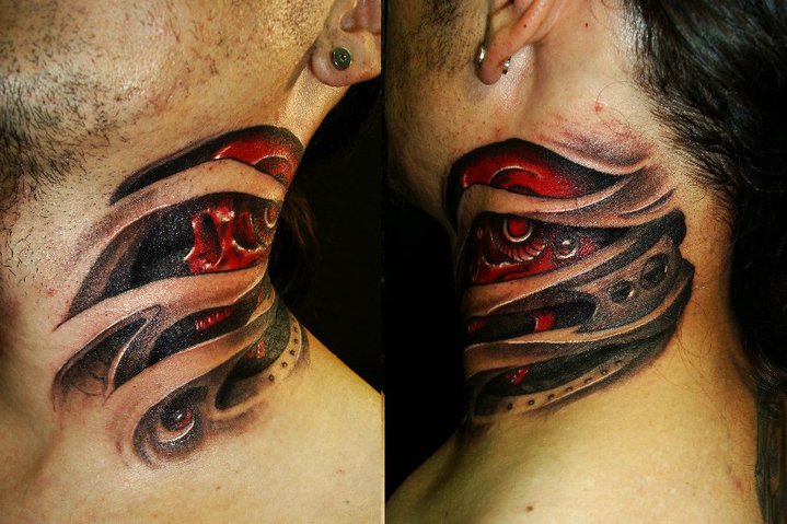 tatouage biomecanique nuque