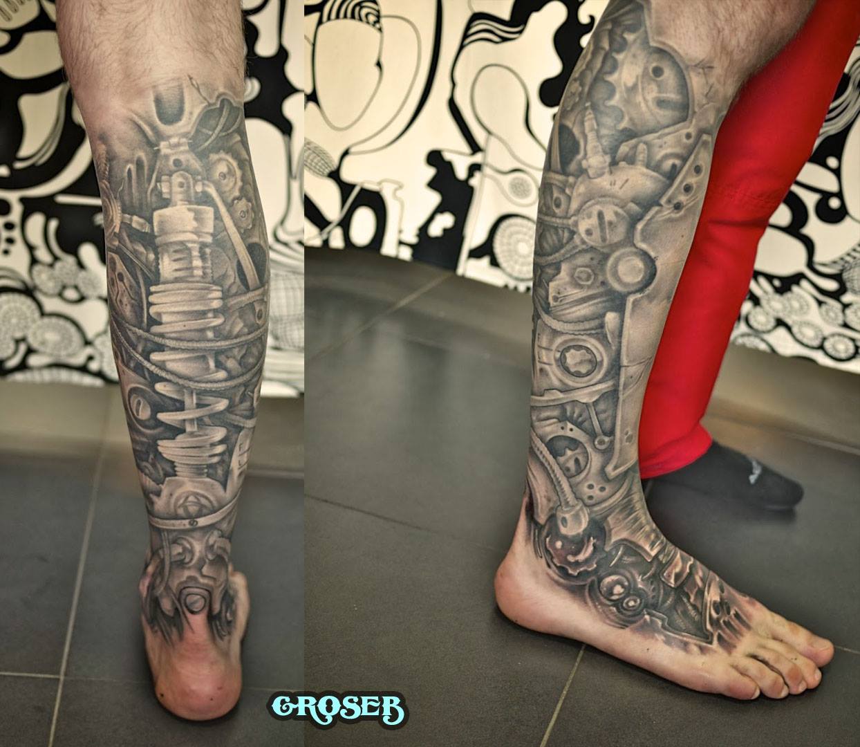 tatouage biomecanique pied