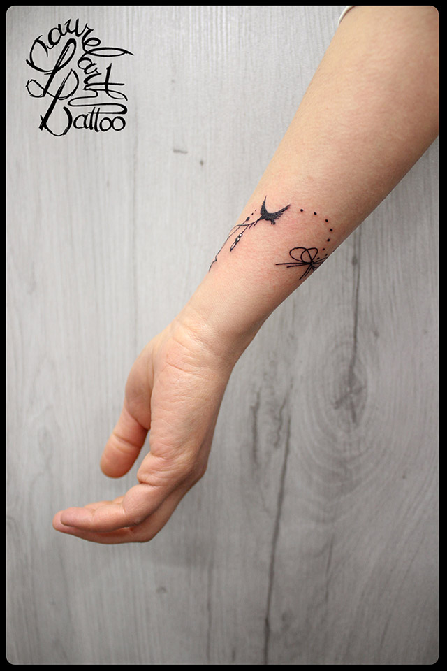 tatouage bracelet oiseau