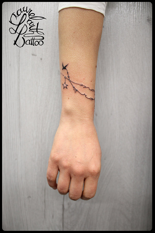 tatouage bracelet oiseau