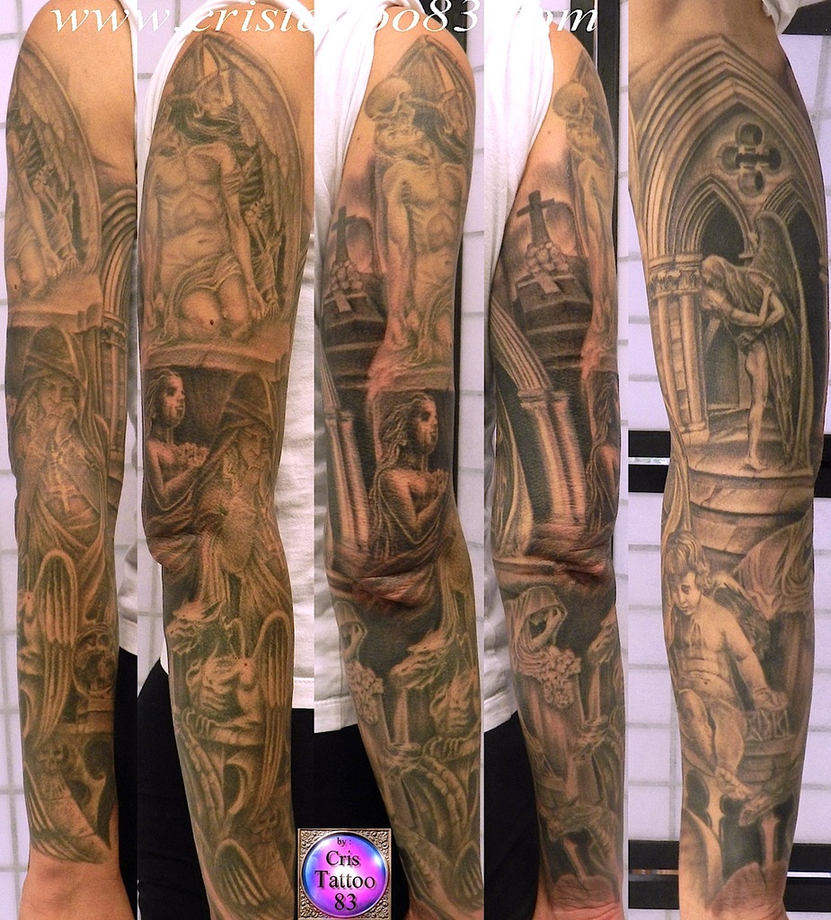 tatouage bras complet ange