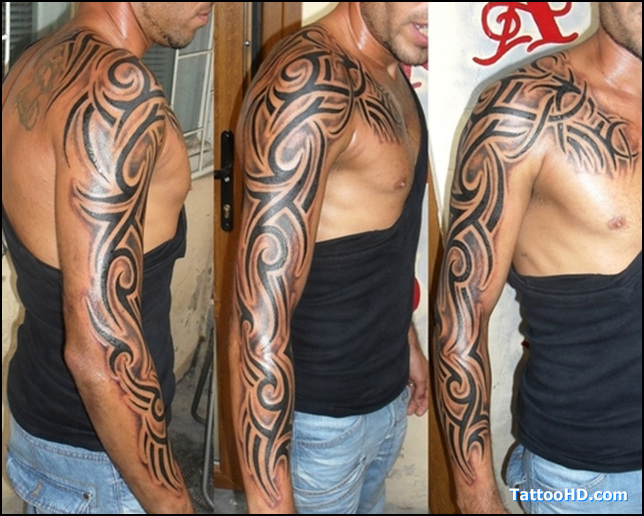 tatouage bras complet tribal