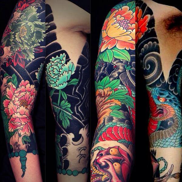 tatouage bras entier japonais