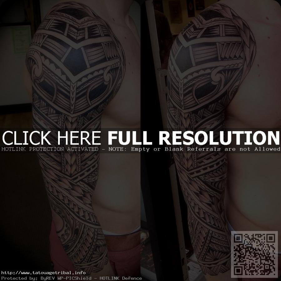 tatouage bras entier polynésien