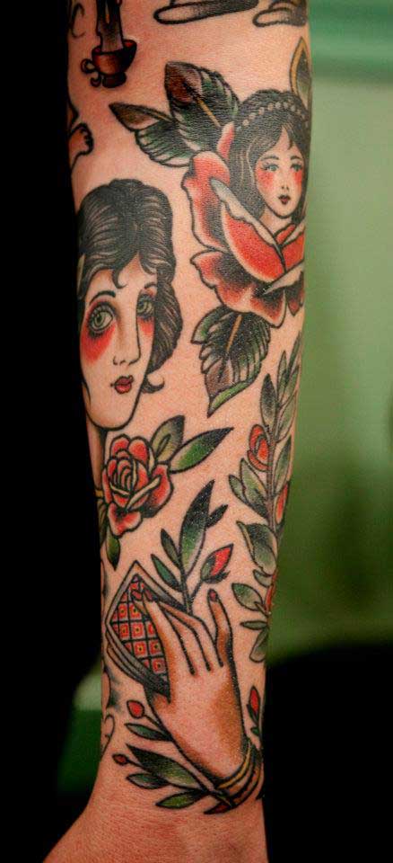 tatouage bras femme old school