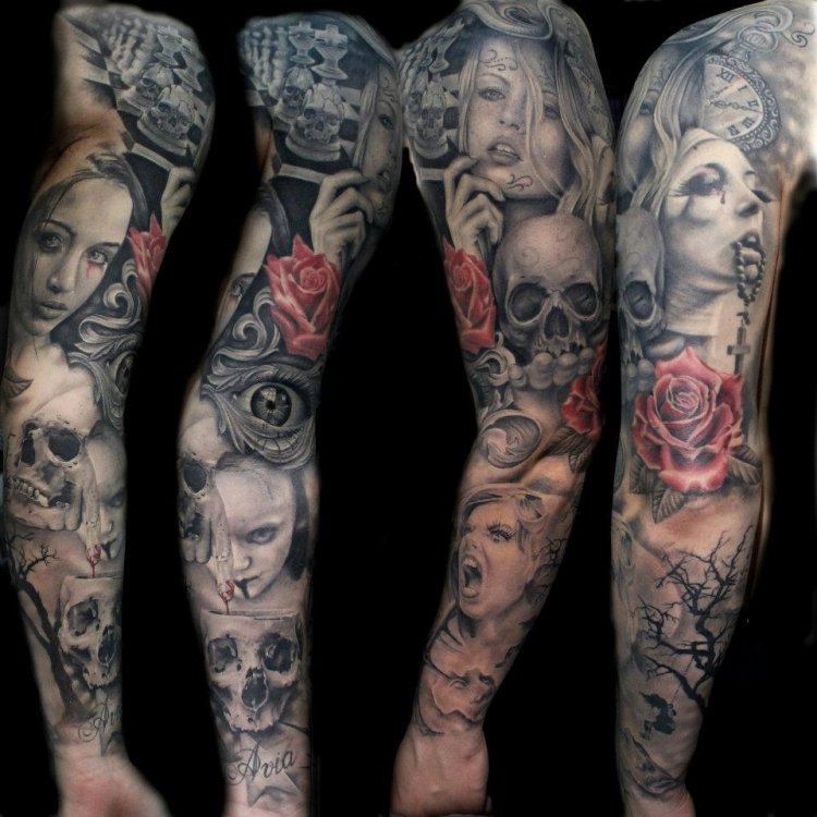 tatouage bras homme complet
