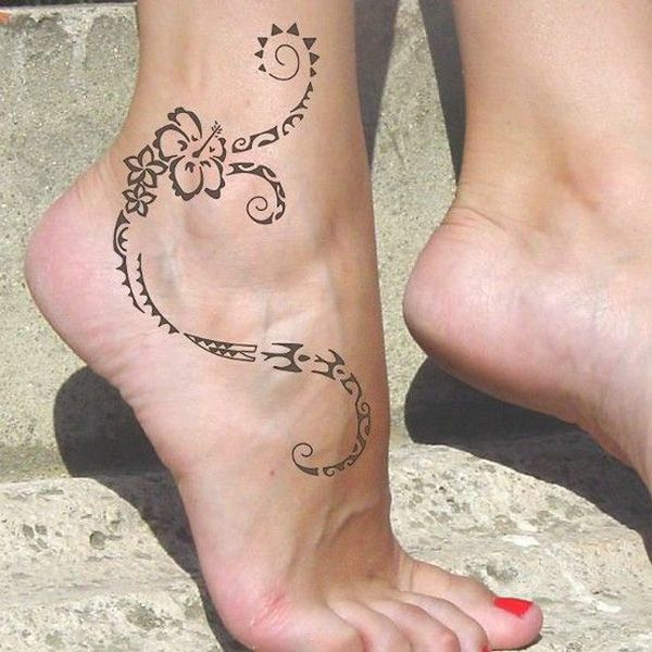 tatouage cheville bracelet polynésien