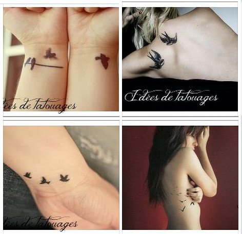 tatouage cote femme hirondelle