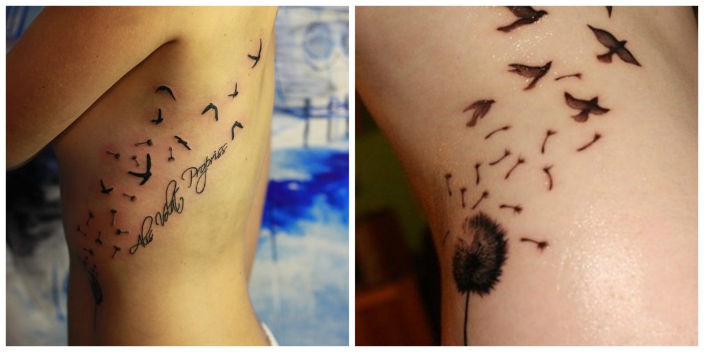 tatouage cote femme hirondelle