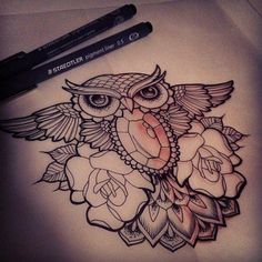 tatouage de hiboux