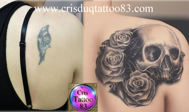 tatouage de recouvrement omoplate