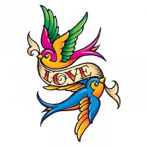 tatouage decalcomanie hirondelle