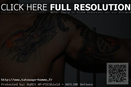 tatouage dragon bras pectoraux