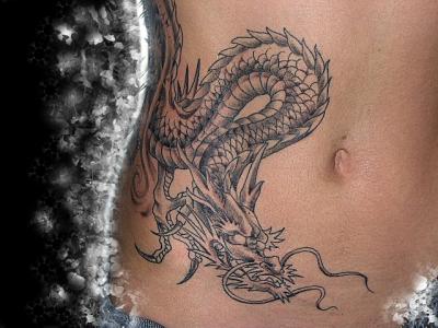 Tatouage dragon ventre