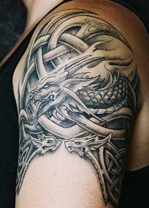 tatouage épaule homme dragon