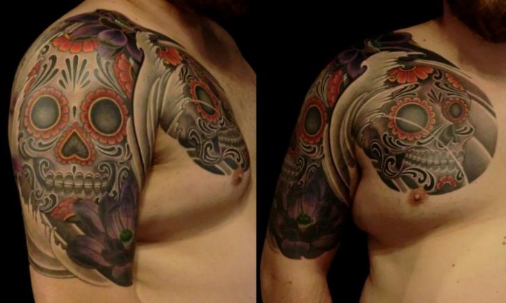 tatouage épaule pectoraux japonais