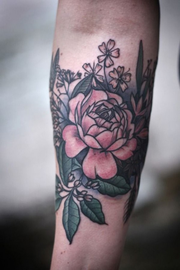 tatouage fleur avant bras