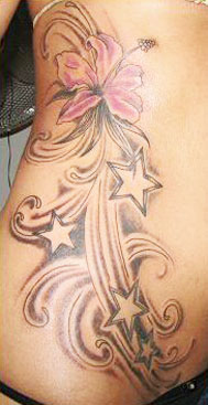 tatouage fleur et etoile