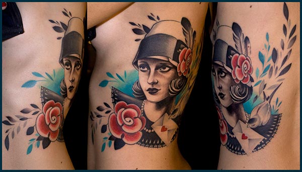tatouage fleur new school