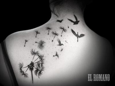 tatouage fleur pissenlit