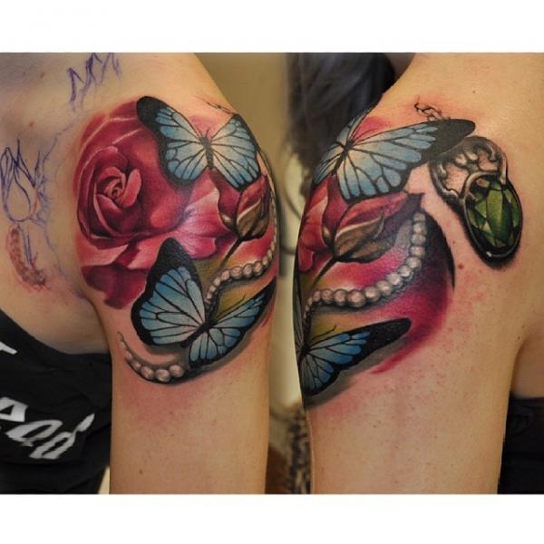 tatouage fleur rock