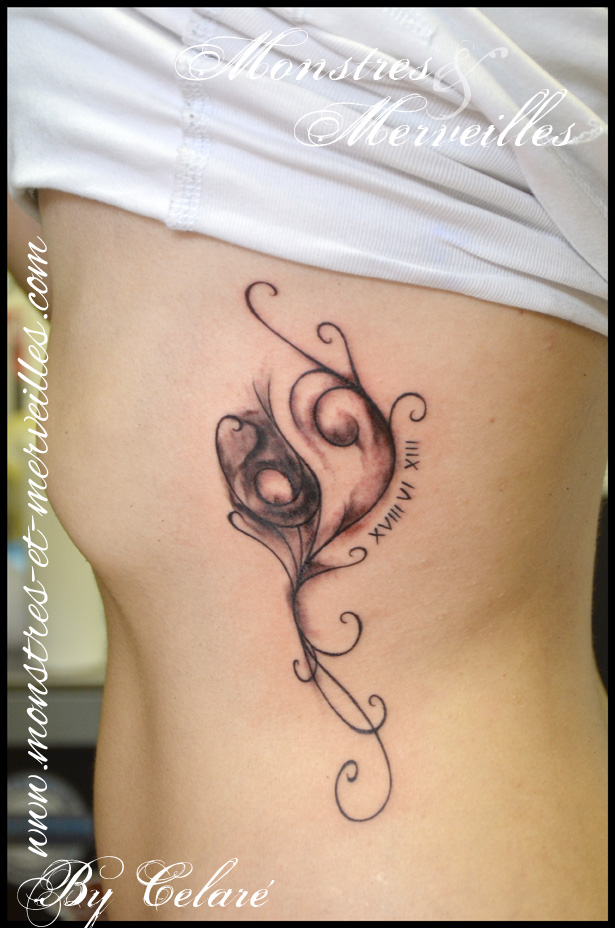 tatouage fleur ying yang