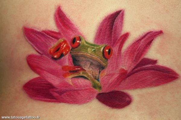 tatouage grenouille fleur