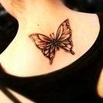 tatouage haut du dos femme papillon