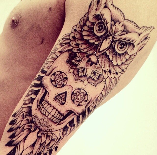 tatouage hibou mexicain