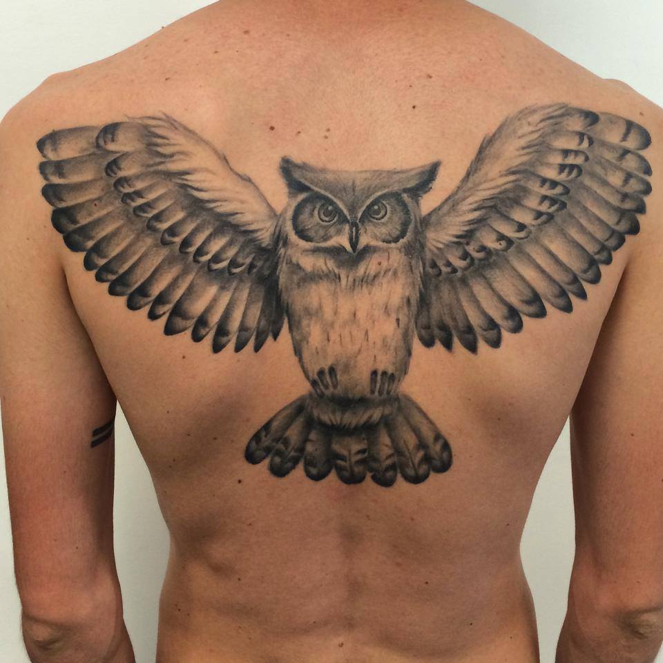 tatouage hiboux dos