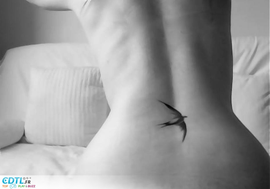 tatouage hirondelle bas du dos