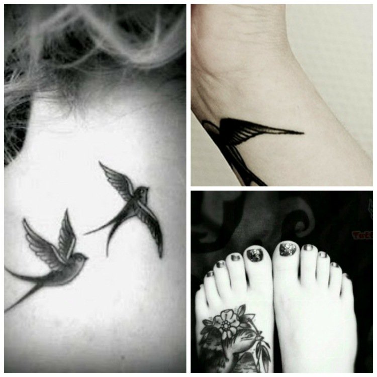 tatouage hirondelle dans le cou