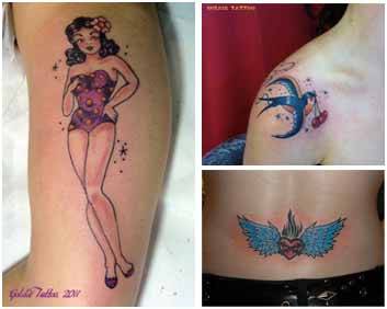 tatouage hirondelle et cerise