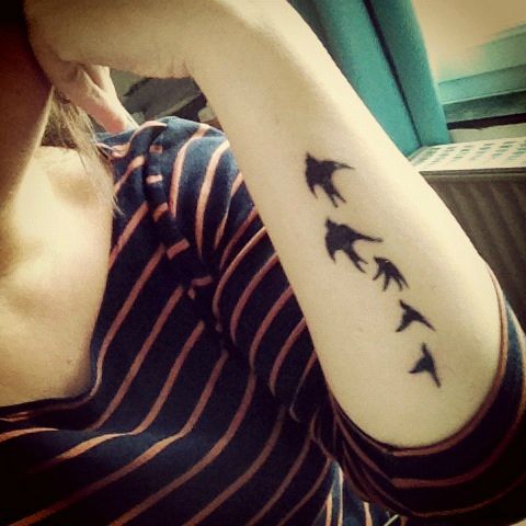 tatouage hirondelle et plume