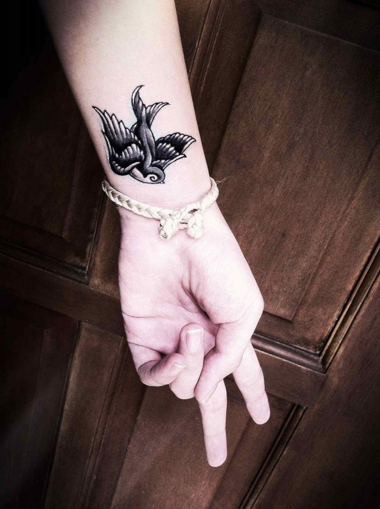 tatouage hirondelle poignet